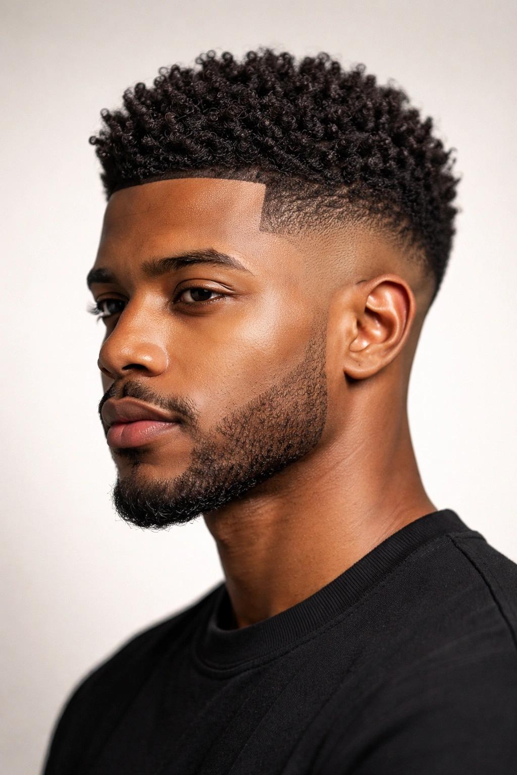 Textured afro fade haircut inspiration